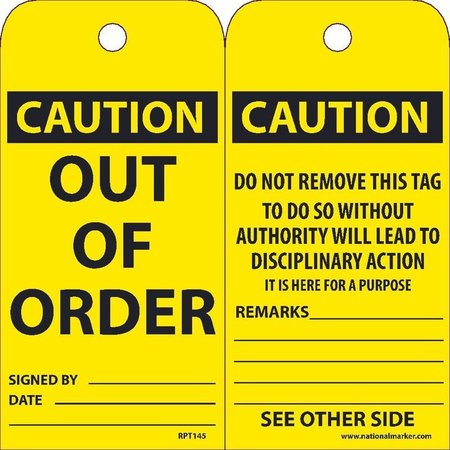 NMC TAGS, OUT OF ORDER, 6X3, 015 RPT145